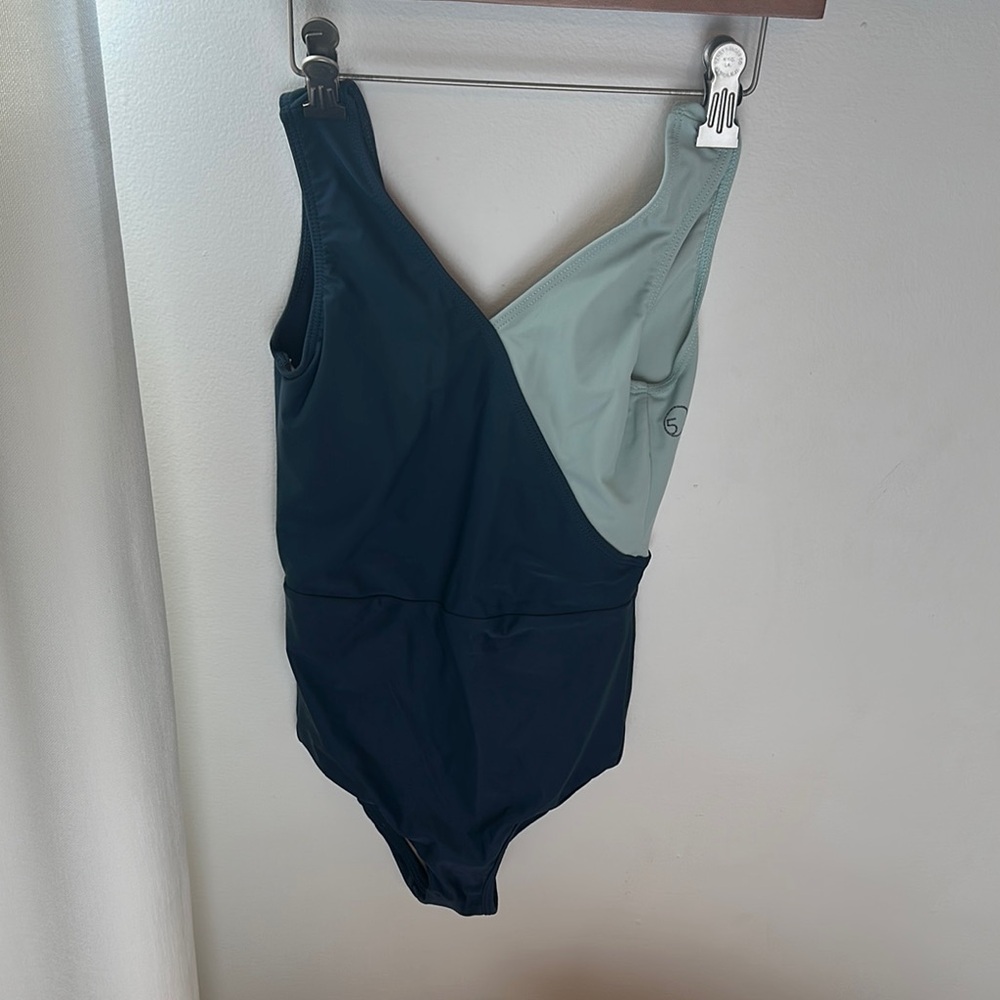 Blue and Green Classic One-Piece Swimsuit